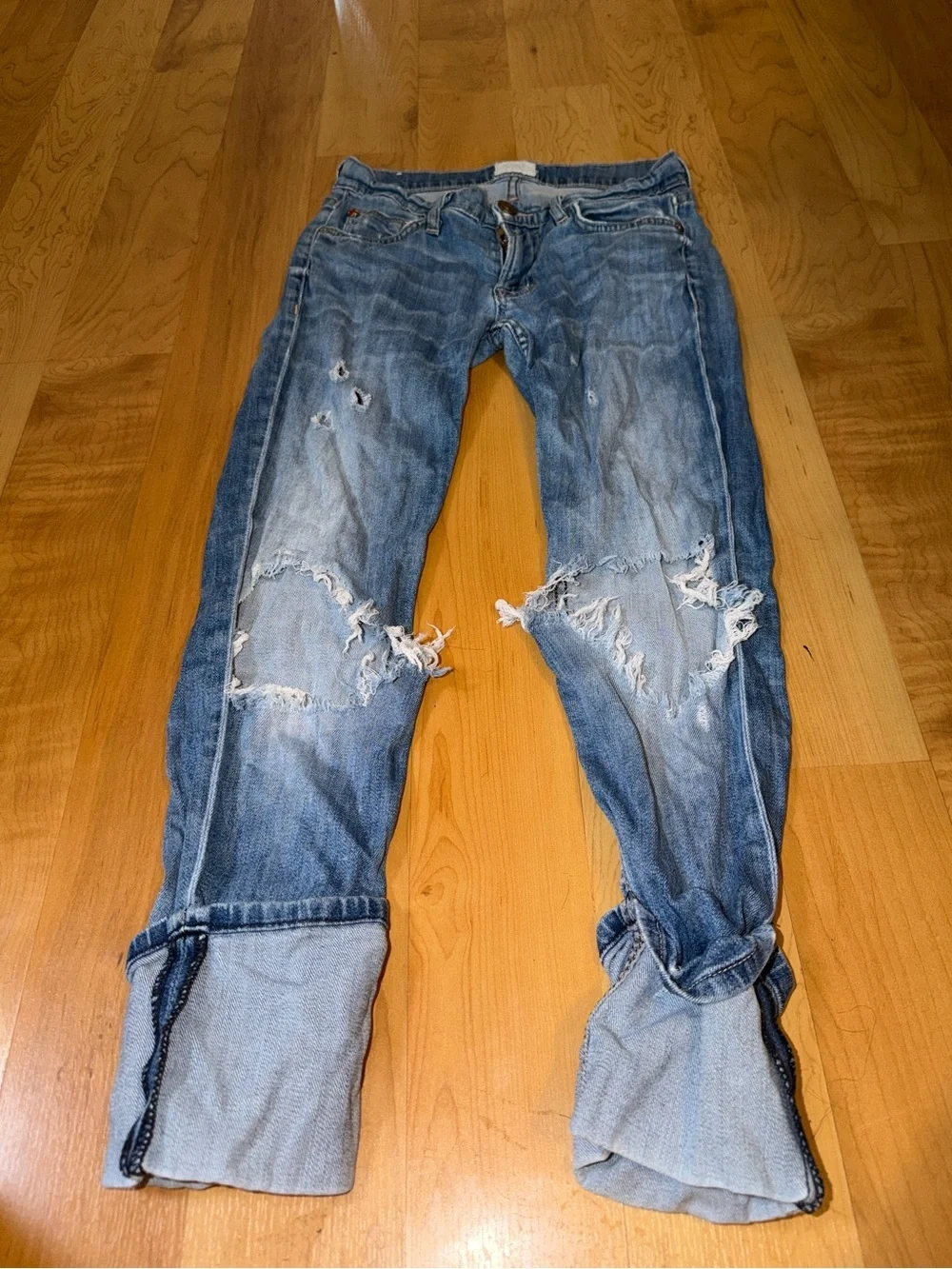Hudson Jeans Light Blue Distressed Cuffed Capris
